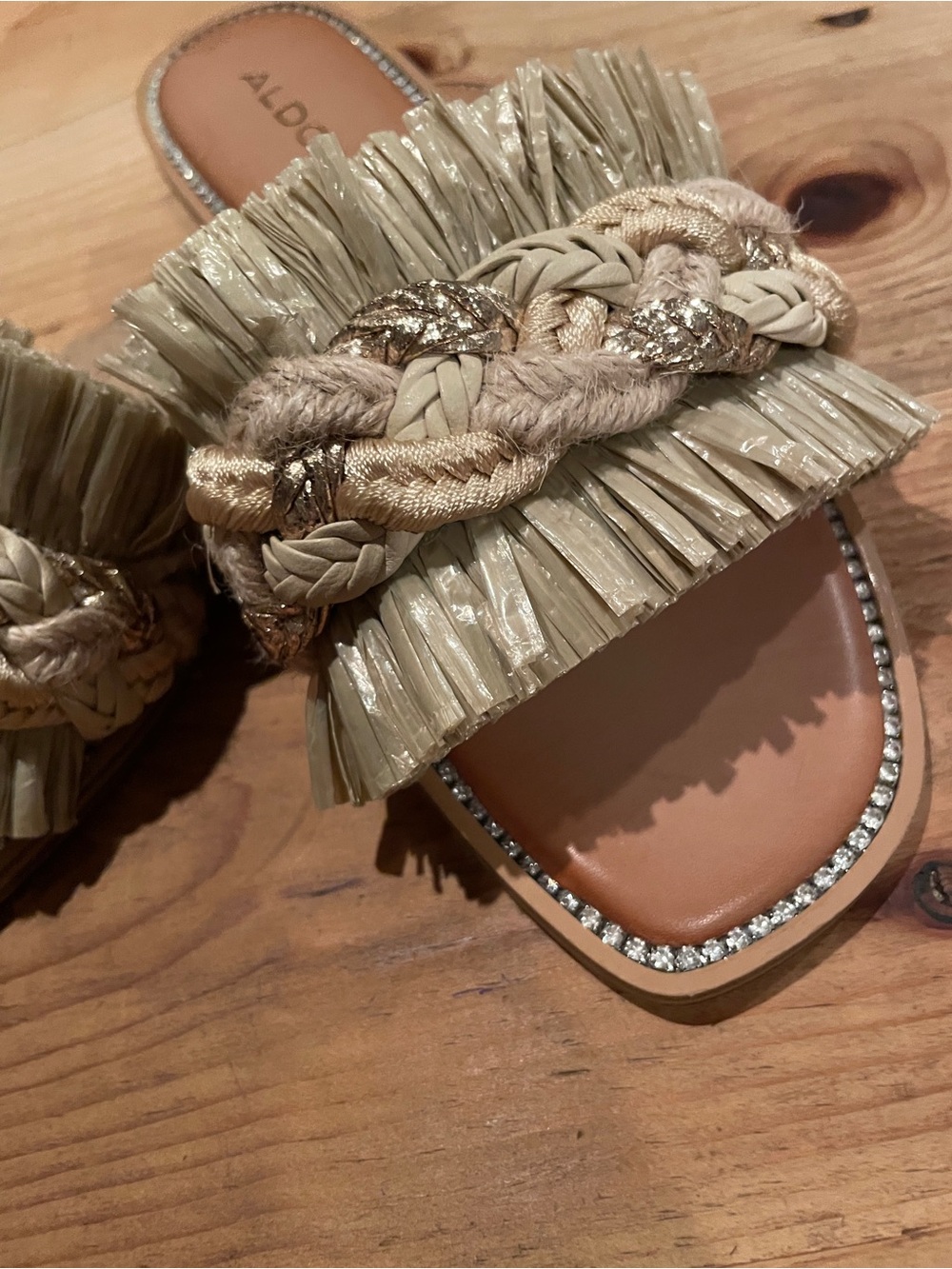 NWT Aldo Gold Silver jeweled flats boho vacation resort beach Coachella 8.5